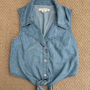 Anthropologie Pilcro and the Letter Press Button Down Denim Vest Top Size 10